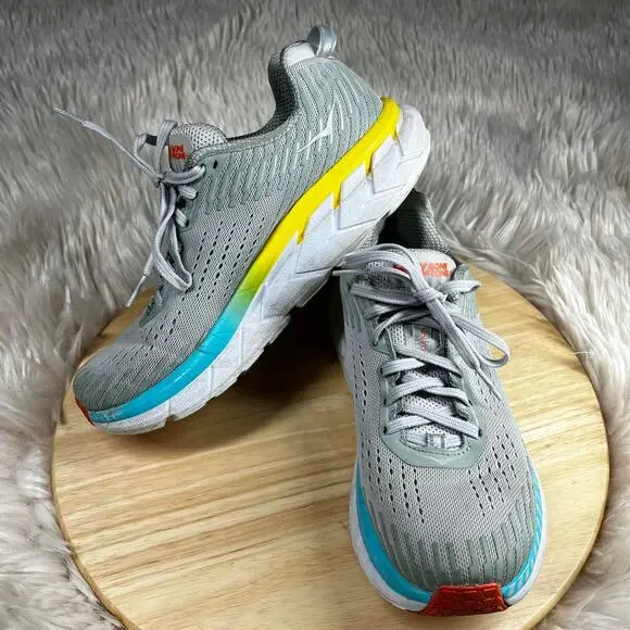 Hoka One One Clifton 5 Running Shoe Womens Sz 7.5 Cushioned Vapor Blue Iron Gray - Picture 13 of 16